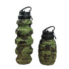 Camouflage Silicone Water Bottle Collapsible Leakproof With Plastic Neck
