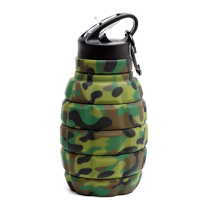 580ML Foldable Silicone Water Bottle Camouflage Color Odorless