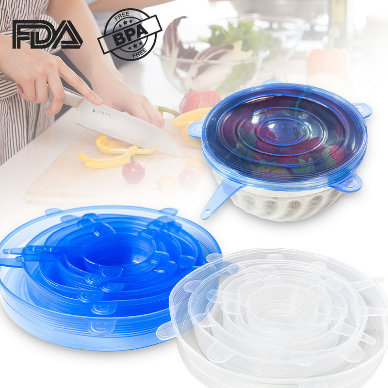 120g 6 Pack Silicone Stretch Lids Cover BPA Free Lightweight